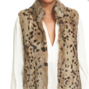 Joie Merwyn leopard print fur vest